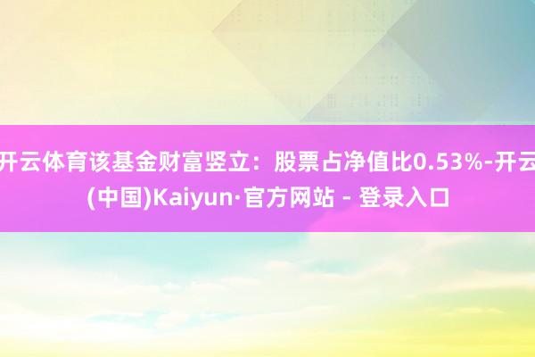 开云体育该基金财富竖立：股票占净值比0.53%-开云(中国)Kaiyun·官方网站 - 登录入口