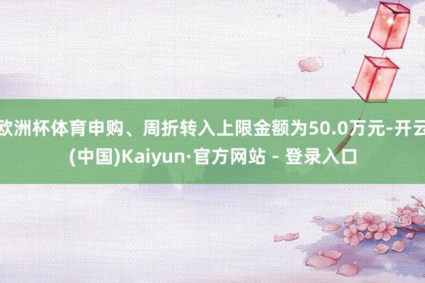 欧洲杯体育申购、周折转入上限金额为50.0万元-开云(中国)Kaiyun·官方网站 - 登录入口